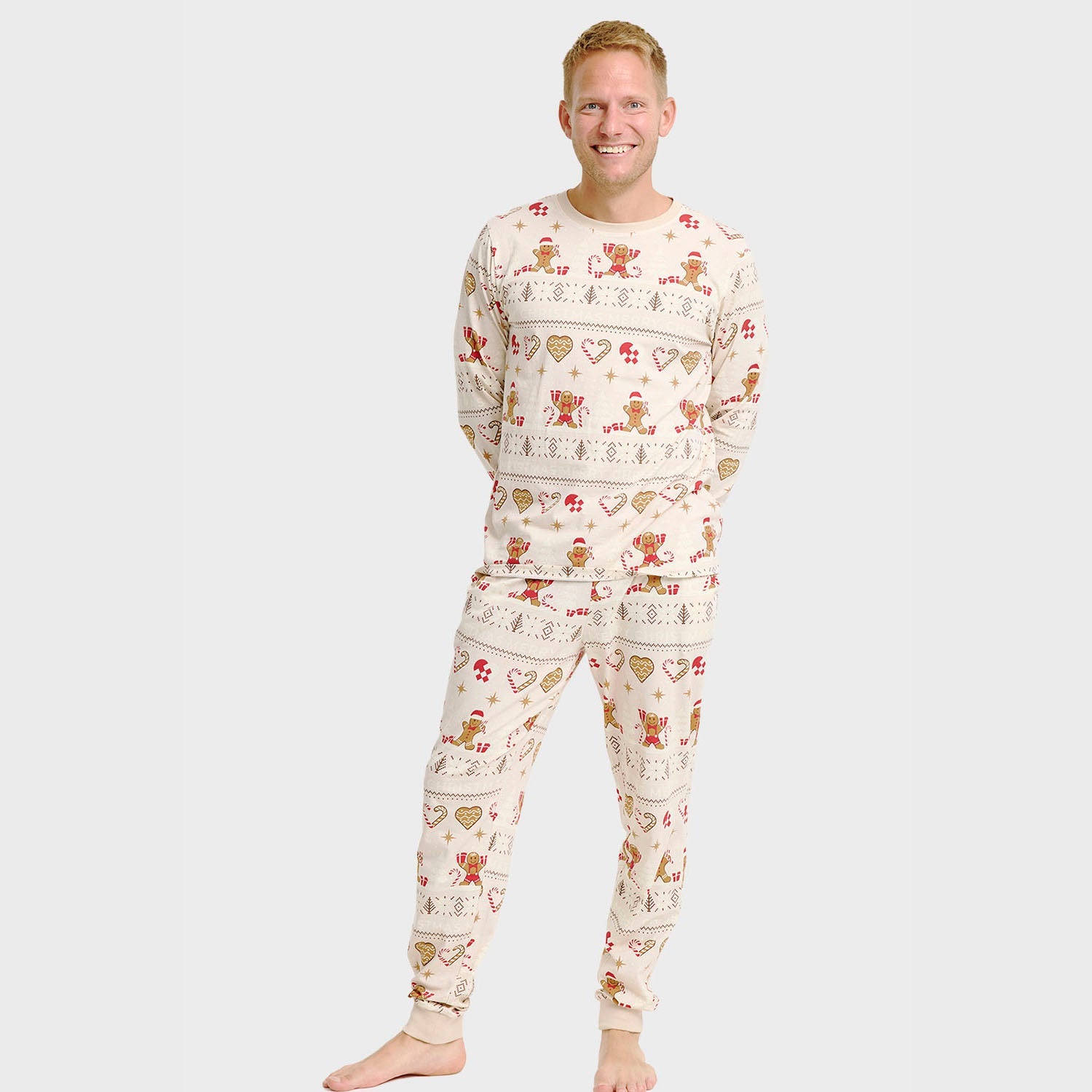 Joulukeksi Joulupyjama Beige – Miehet